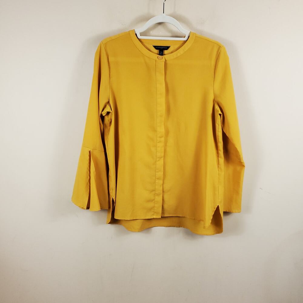 Banana Republic Yellow Split Sleeve Button-up Blouse Size MP